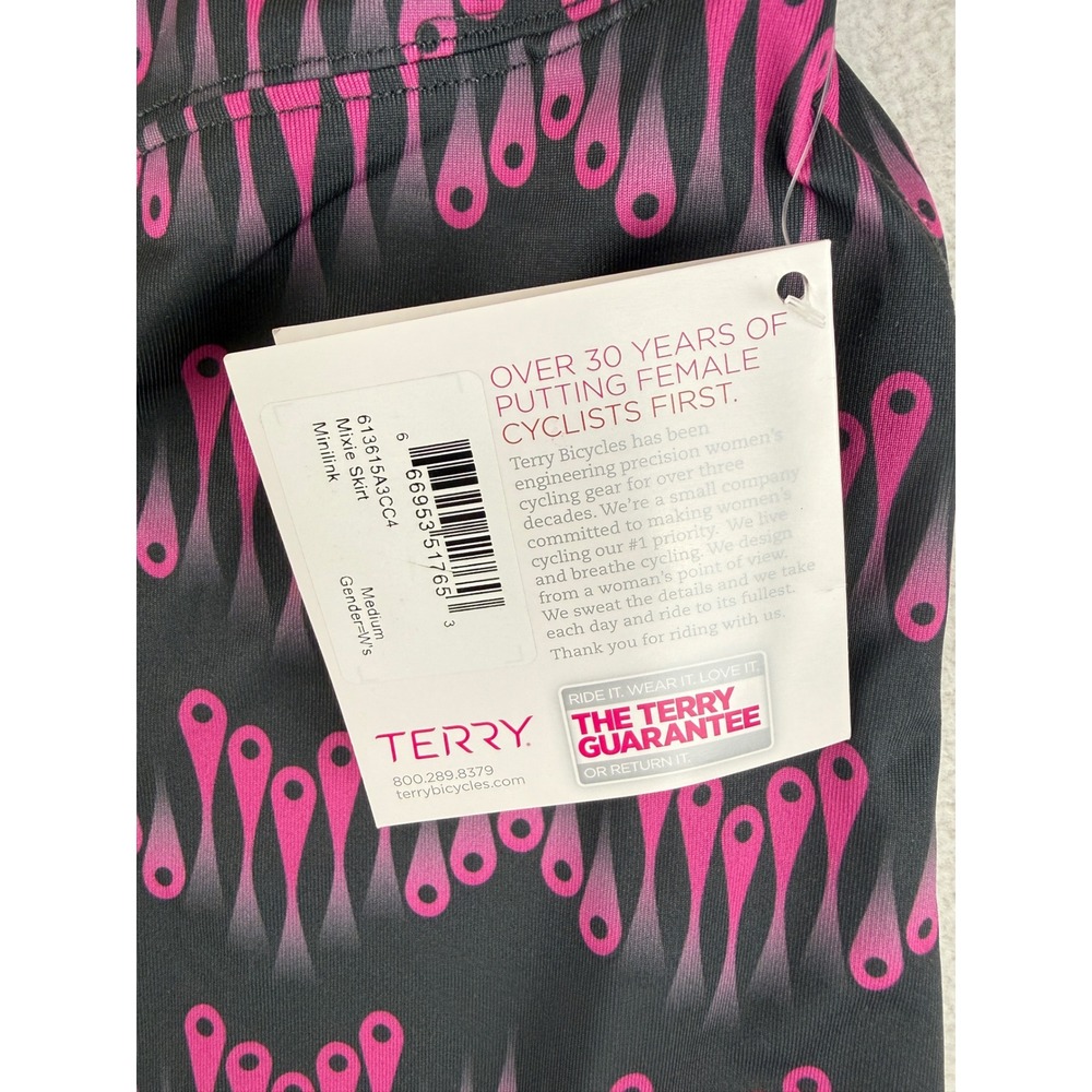 Terry Mixie Skort Women Medium Black Pink Minilink Cycling Athletic Skirt NEW - Picture 2 of 9